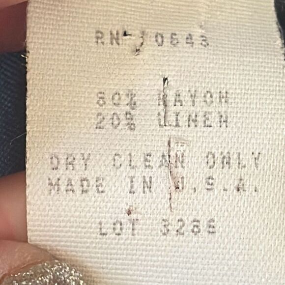 Jessica Howard Vintage 80s Black Evening Cocktail Dress size 6 Made in USA Linen - Picture 8 of 9